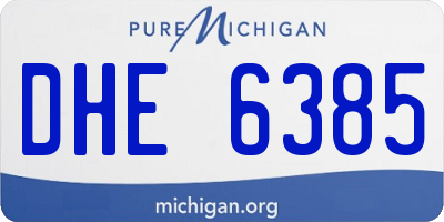 MI license plate DHE6385