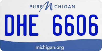 MI license plate DHE6606