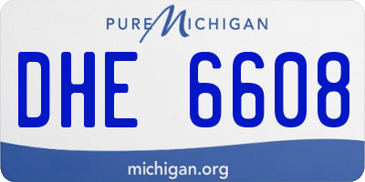 MI license plate DHE6608