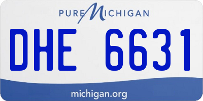 MI license plate DHE6631