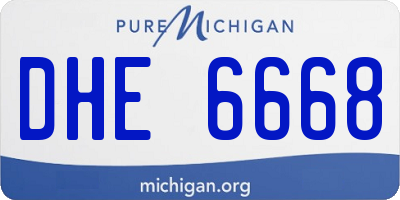 MI license plate DHE6668