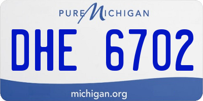 MI license plate DHE6702