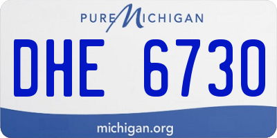 MI license plate DHE6730