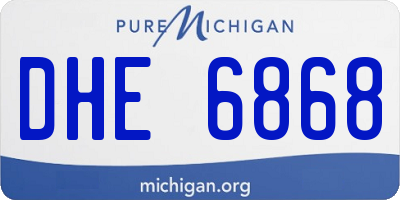 MI license plate DHE6868