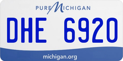 MI license plate DHE6920