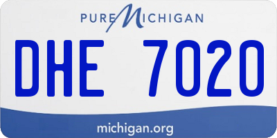 MI license plate DHE7020