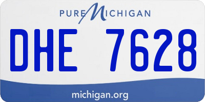 MI license plate DHE7628