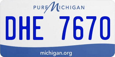 MI license plate DHE7670