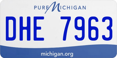 MI license plate DHE7963
