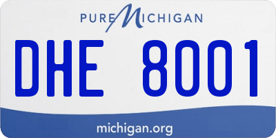 MI license plate DHE8001