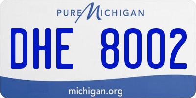 MI license plate DHE8002