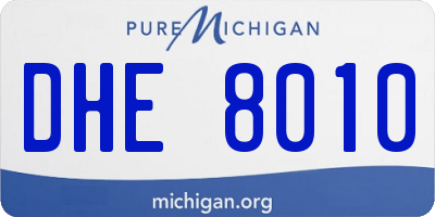 MI license plate DHE8010