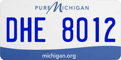 MI license plate DHE8012