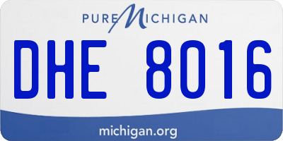 MI license plate DHE8016