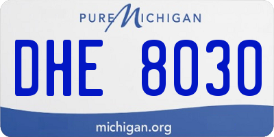 MI license plate DHE8030