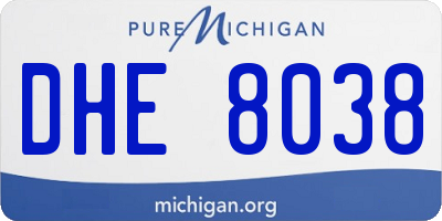 MI license plate DHE8038