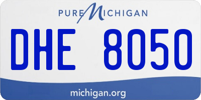 MI license plate DHE8050