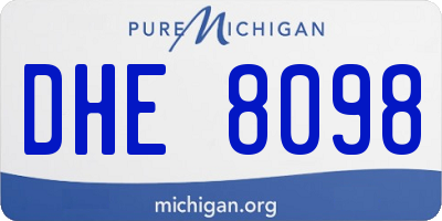 MI license plate DHE8098