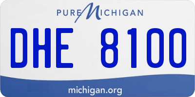 MI license plate DHE8100
