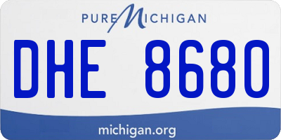 MI license plate DHE8680