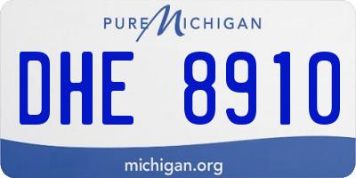 MI license plate DHE8910