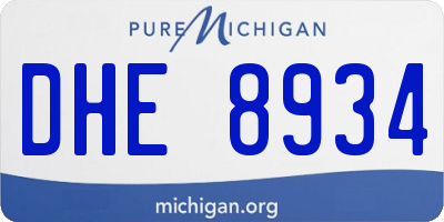 MI license plate DHE8934