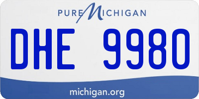 MI license plate DHE9980