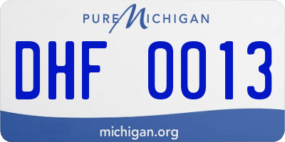 MI license plate DHF0013