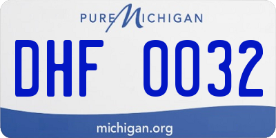 MI license plate DHF0032