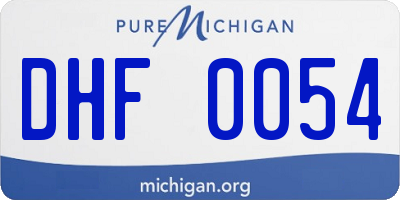 MI license plate DHF0054