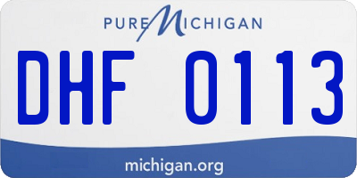MI license plate DHF0113