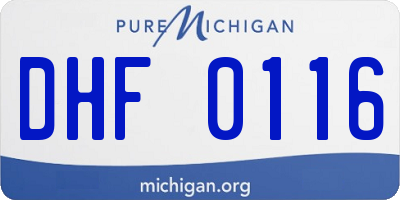 MI license plate DHF0116