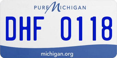 MI license plate DHF0118