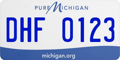 MI license plate DHF0123