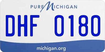 MI license plate DHF0180