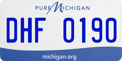 MI license plate DHF0190