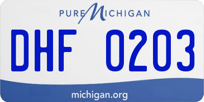 MI license plate DHF0203