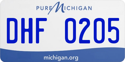 MI license plate DHF0205