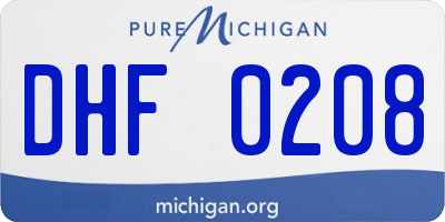 MI license plate DHF0208