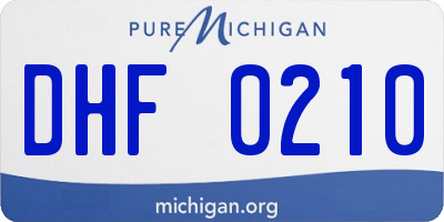 MI license plate DHF0210