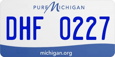 MI license plate DHF0227