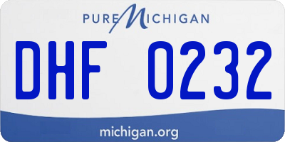 MI license plate DHF0232