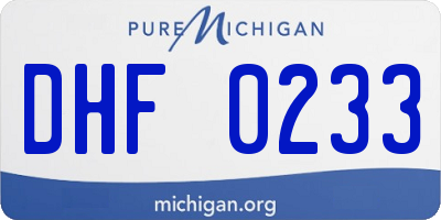 MI license plate DHF0233