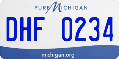 MI license plate DHF0234
