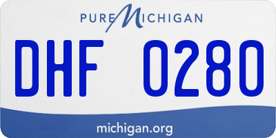 MI license plate DHF0280