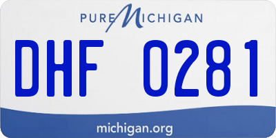 MI license plate DHF0281