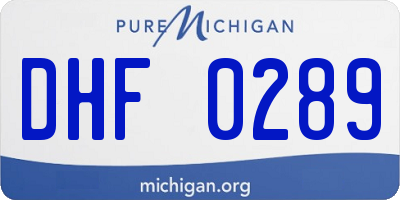 MI license plate DHF0289