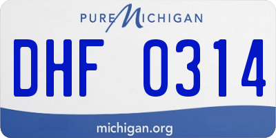 MI license plate DHF0314