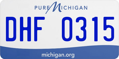 MI license plate DHF0315