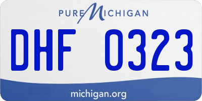 MI license plate DHF0323
